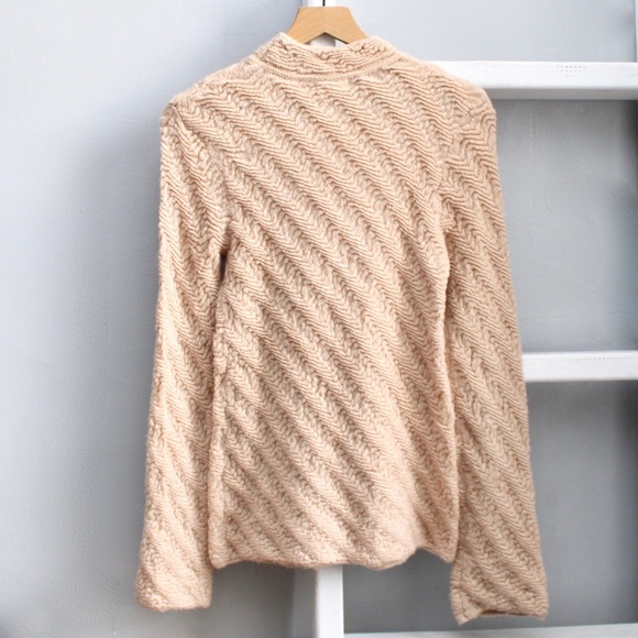 Sundance Light Brown Mock Neck Flare Sleeves Wool Pullover Sweater Size Small - Picture 2 of 4